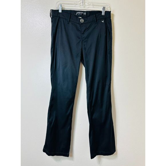 Grane Black Shiny Low Rise Boot Cut Stretchy Junior Jeans, Size 5 - Picture 2 of 5